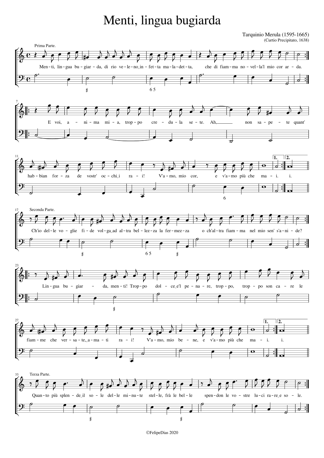 Menti lingua bugiarda (arr. Early Music Scores)