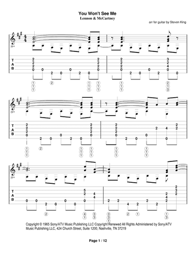 You Won't See Me (arr. Steven King)