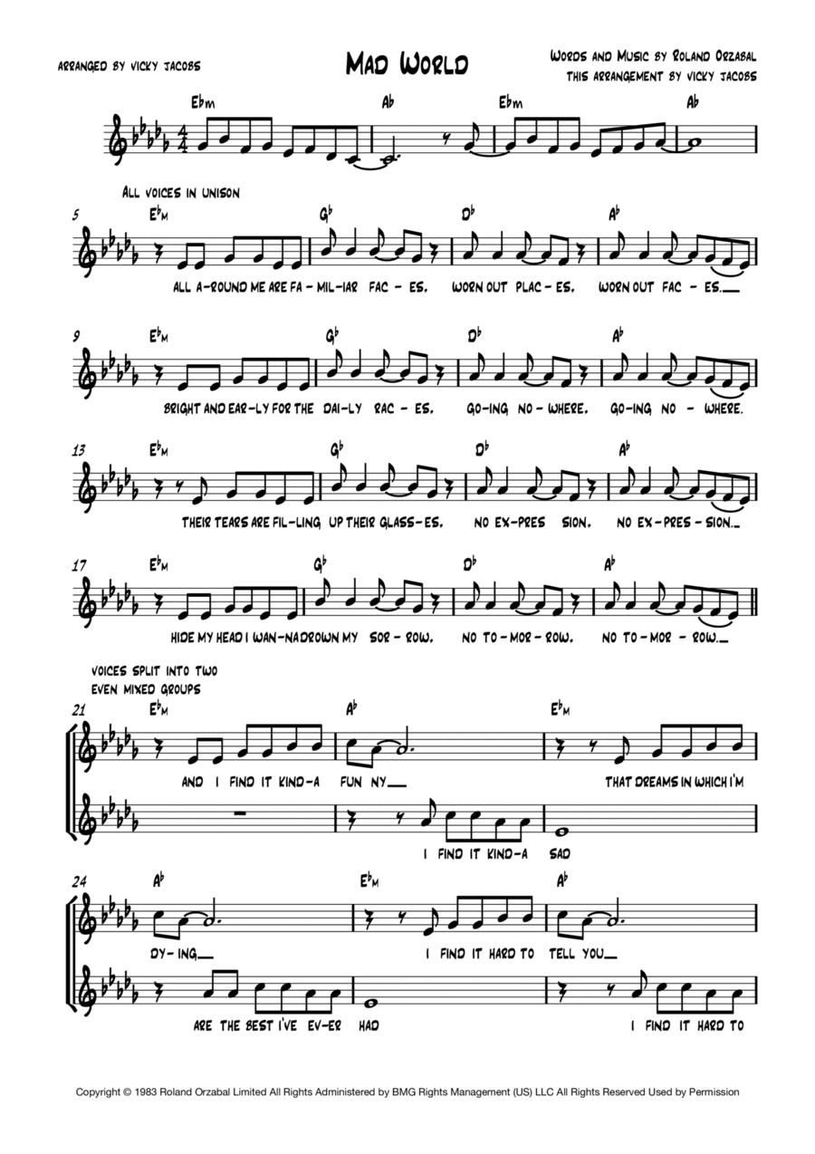 Mad World (arr. Vicky Jacobs)