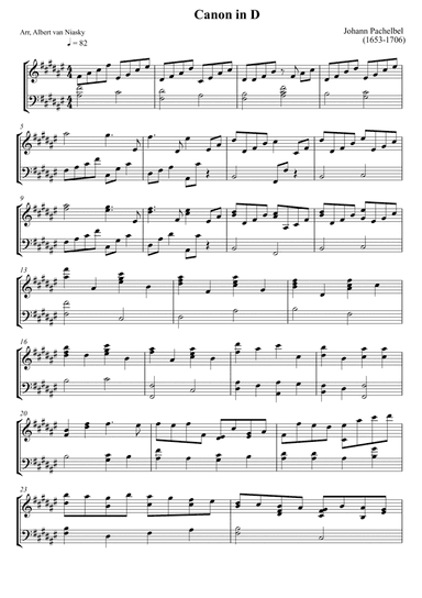 Johann Pachelbel - Canon in D - F# major key (arr. Albert van Niasky)