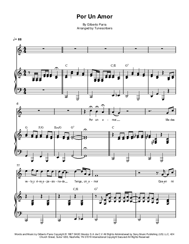 Por Un Amor (arr. Tunescribers)