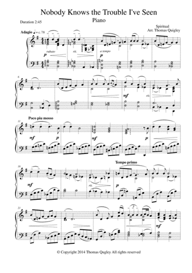 Nobody Knows the Trouble I've Seen (arr. Thomas Quigley)