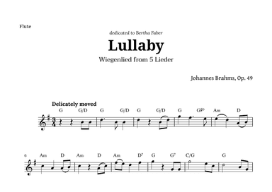 Wiegenlied (lullaby) by Brahms for Flute and Chords (arr. Langanho)