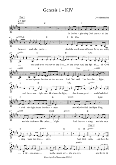 Genesis 1 - In the Beginning KJV word for word - Lead Sheet