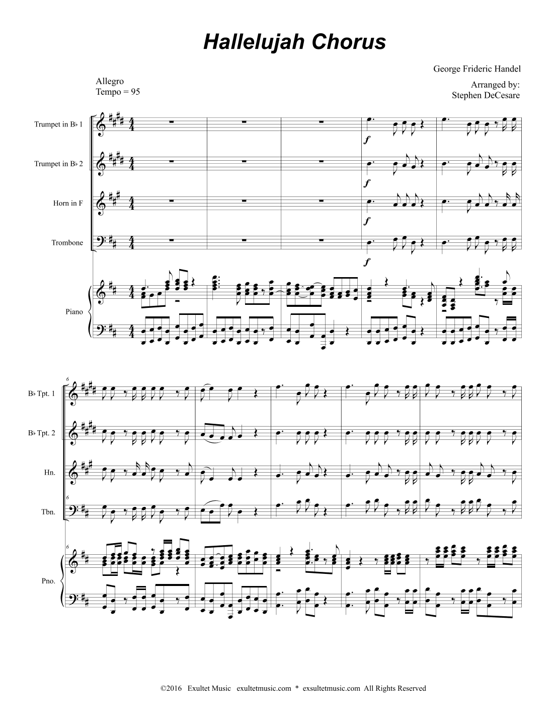 Hallelujah Chorus (Brass Quartet and Piano) (arr. Stephen DeCesare)