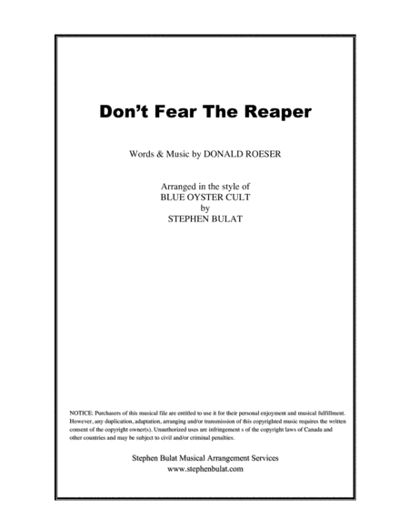Don't Fear The Reaper (arr. Stephen Bulat)