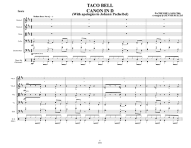 TACO BELL CANON IN D - String Orchestra - Bossa Nova (arr. Dennis Ruello)