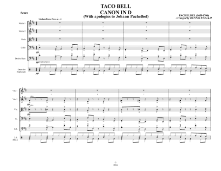 TACO BELL CANON IN D - String Orchestra - Bossa Nova (arr. Dennis Ruello)