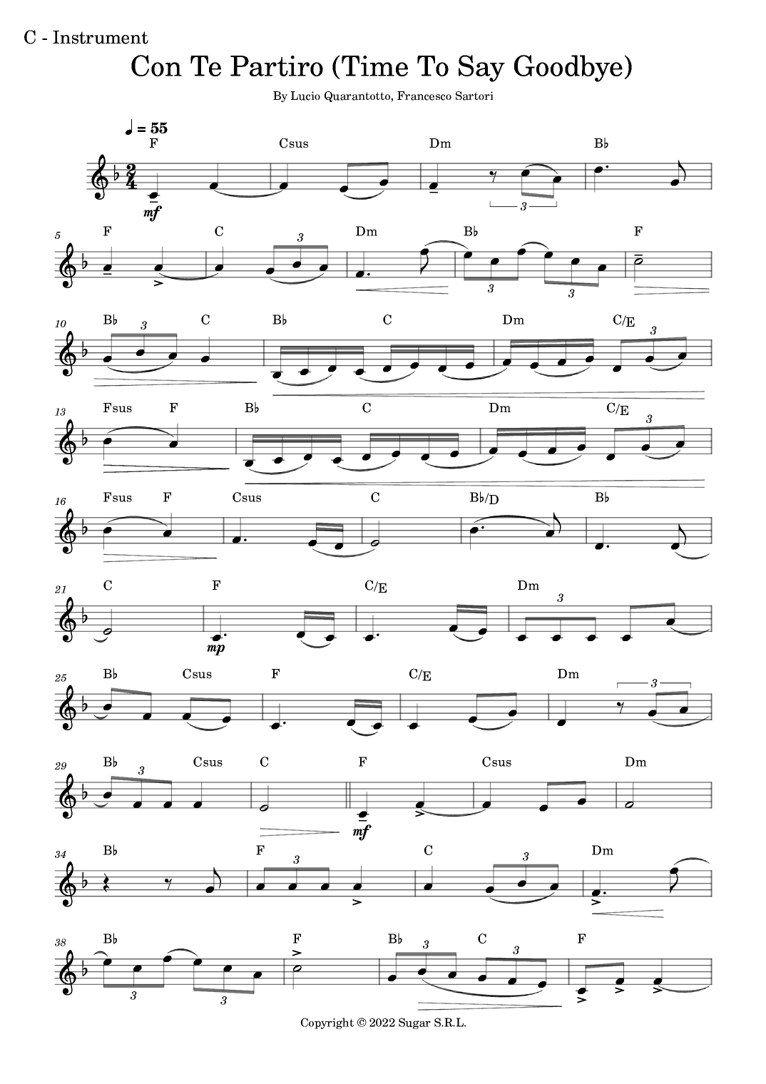 Con Te Partiro (time To Say Goodbye) (arr. Fabio Eduardo de Oliveira)