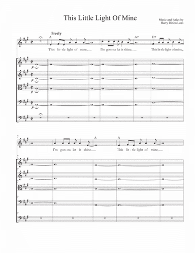 This Little Light Of Mine, for voice, string quartet, guitar, bass guitar and drums (arr. Gary S. Fagin)