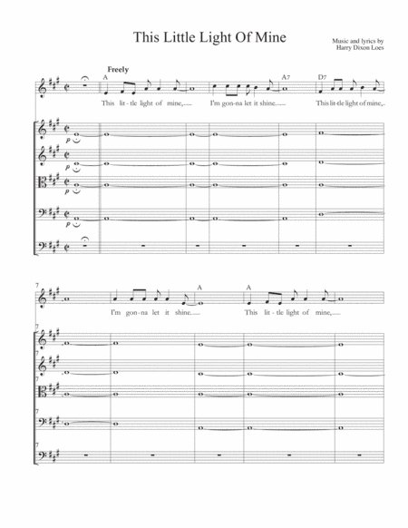 This Little Light Of Mine, for voice, string quartet, guitar, bass guitar and drums (arr. Gary S. Fagin)