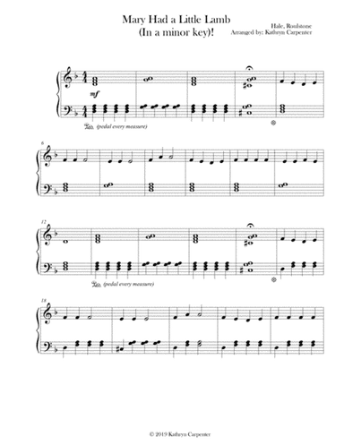 Mary Had a Little Lamb (Minor Key) (arr. Kathryn Carpenter)