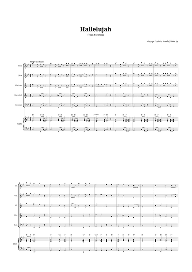 Hallelujah by Handel for Woodwind Quintet and Piano (arr. Langanho)