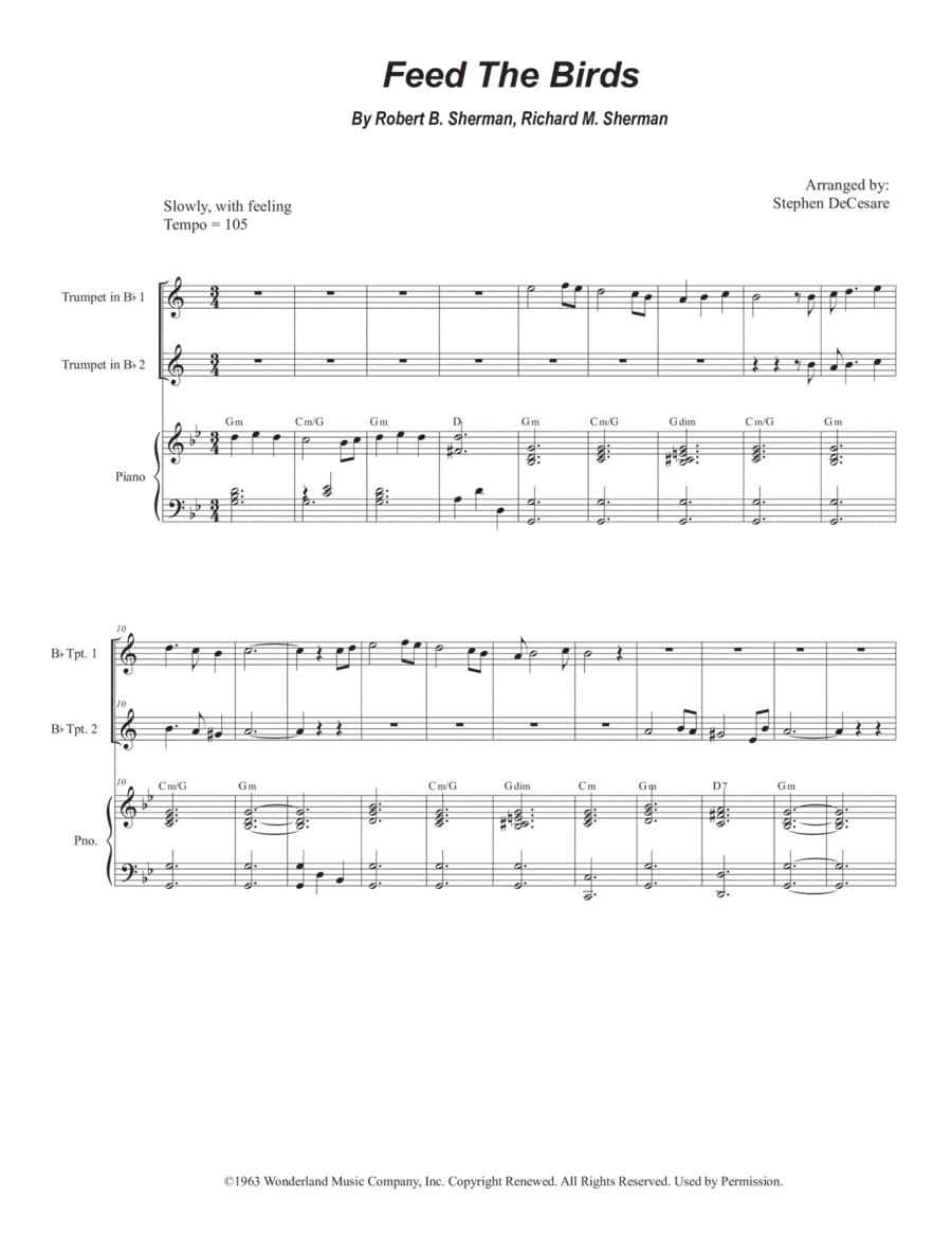 Feed The Birds (tuppence A Bag) (arr. Stephen DeCesare)