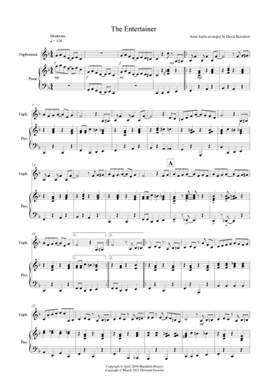 The Entertainer for Euphonium and Piano (arr. David Burndrett)