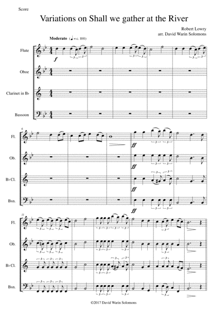 Variations on Shall we gather at the river for wind quartet (arr. David Warin Solomons)