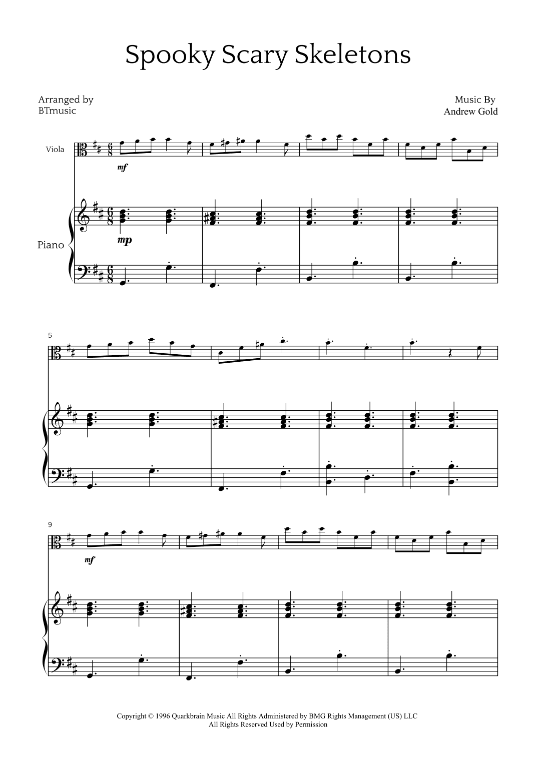Spooky Scary Skeletons (arr. BTmusic)