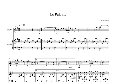 La Paloma - Sebastian Yradier (Flute + Piano) (arr. Digital Book Music)