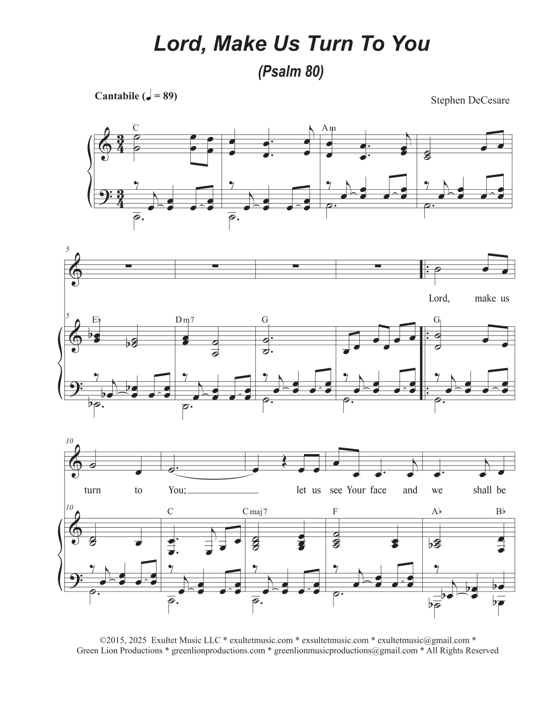 Lord, Make Us Turn To You (Psalm 80) (Vocal solo)