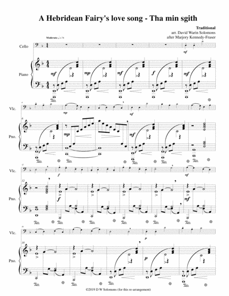 Hebridean fairy's love song (Tha Mi sgith) arranged for cello and piano (arr. Marjory Kennedy-Fraser, David Warin Solomons)