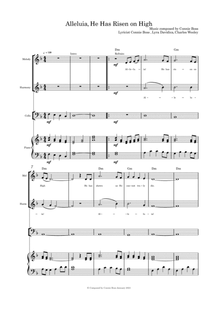 Alleluia, He Has Risen on High - cello, duet and piano (arr. Connie Boss)