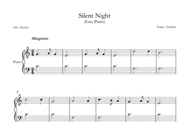 Silent Night easy piano sheet music (arr. Arezzo Music)