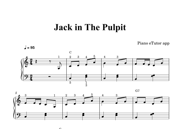 Jack In The Pulpit (folk song) - piano (arr. Piano eTutor app)