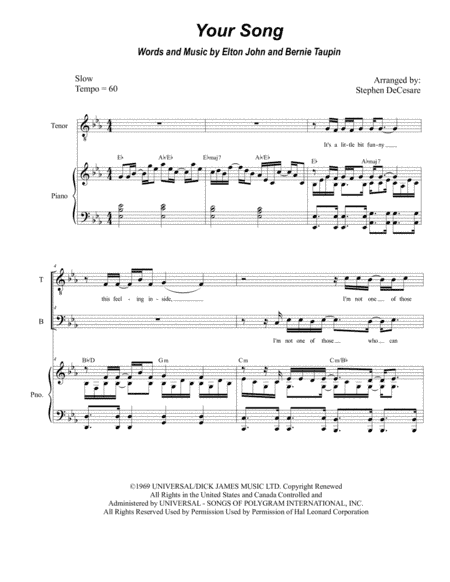 Your Song (arr. Stephen DeCesare)