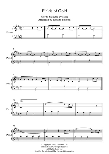 Fields Of Gold (arr. Roxana Belibou)