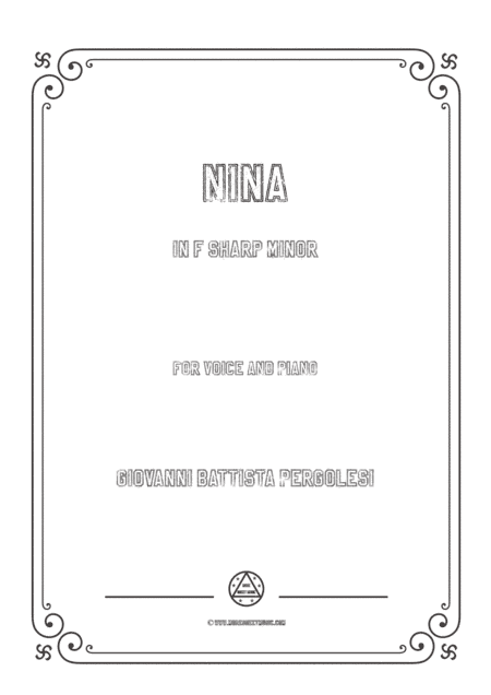 Pergolesi-Nina in f sharp minor,for Voice and Piano (arr. MSM)