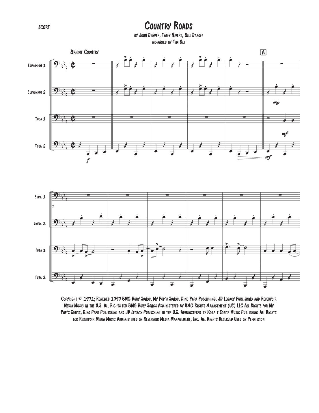 Take Me Home, Country Roads (arr. Tim Olt)