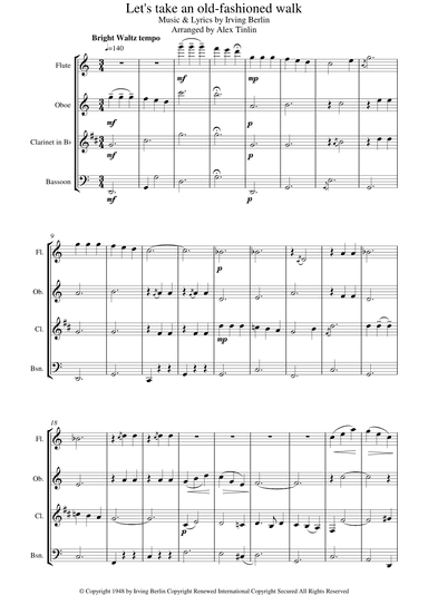 Let's Take An Old-fashioned Walk (arr. Alex Tinlin)