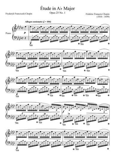 Etude Opus 25 No. 1 in Ab Major (arr. Zachary Corbett)