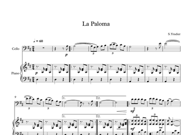 La Paloma - Sebastian Yradier (Cello + Piano) (arr. Digital Book Music)