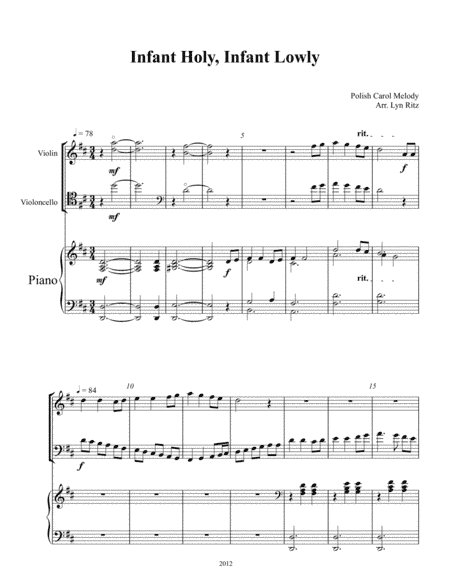 INFANT HOLY INFANT LOWLY ARRANGEMENT FOR PIANO TRIO (arr. Lyn Ritz)