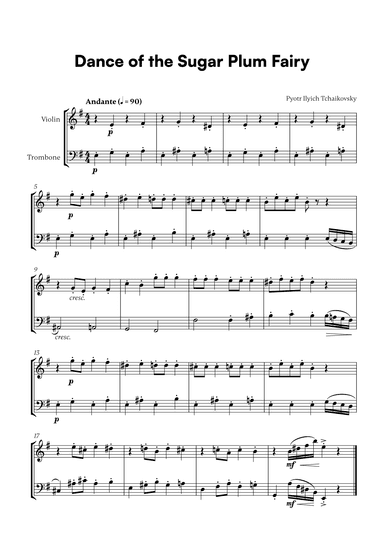 Tchaikovsky - Dance of the Sugar Plum Fairy (for Violin and Trombone) (arr. Cadenza Editions)