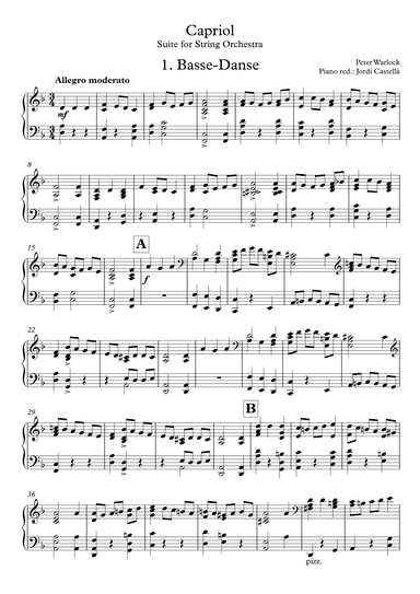 Capriol Suite, Piano version (arr. Jordi Castellà)