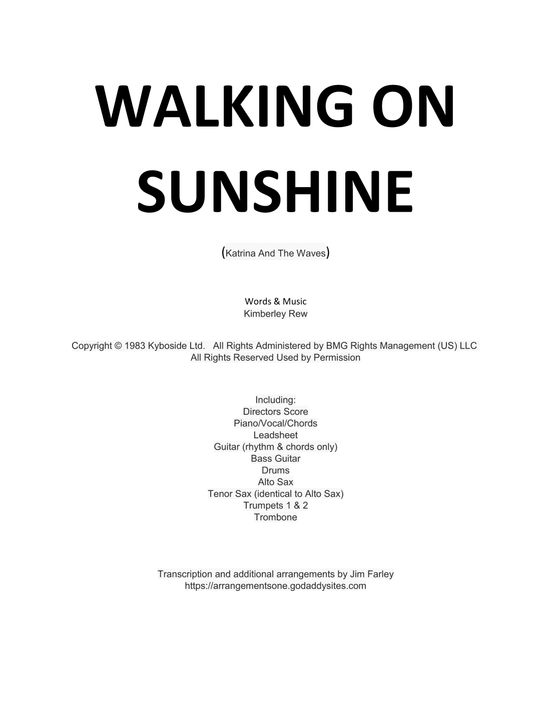 Walking On Sunshine (arr. Jim Farley)
