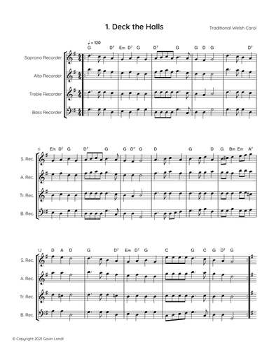 Christmas Quartets for Recorders (arr. Gavin Lendt)