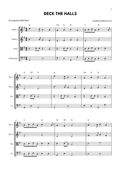 Deck The Halls - String Quartet (arr. Valdir Maia)