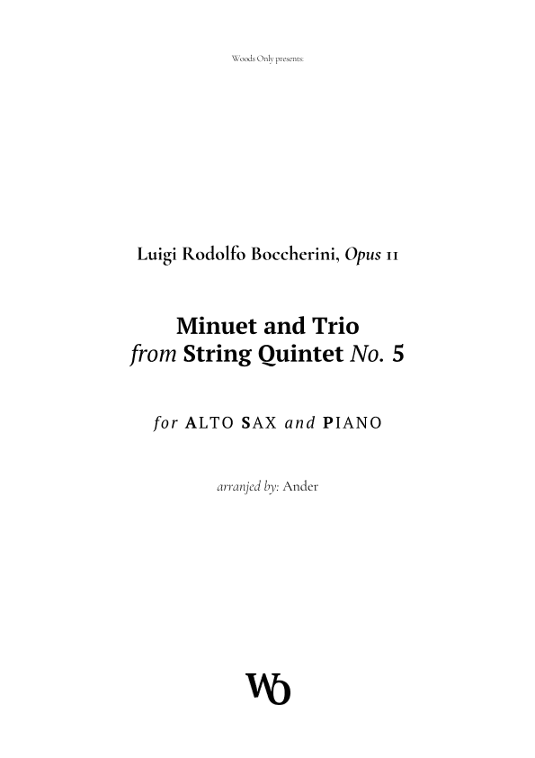 Minuet by Boccherini for Alto Sax (arr. Ander)