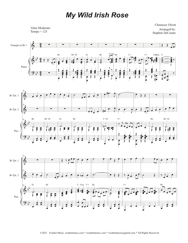 My Wild Irish Rose (Duet for Bb-Trumpet) (arr. Stephen DeCesare)
