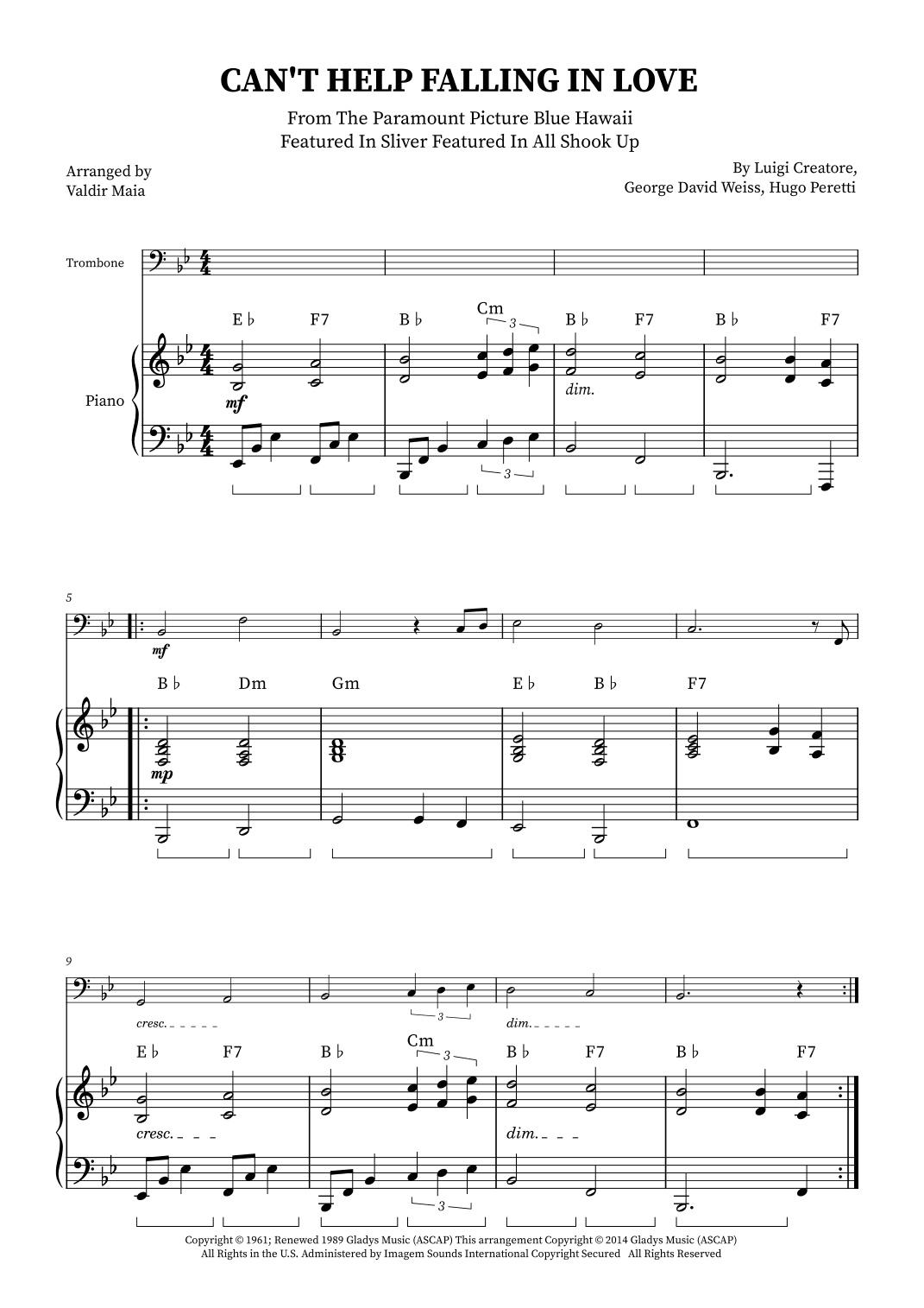 Can't Help Falling In Love (arr. Valdir Maia)