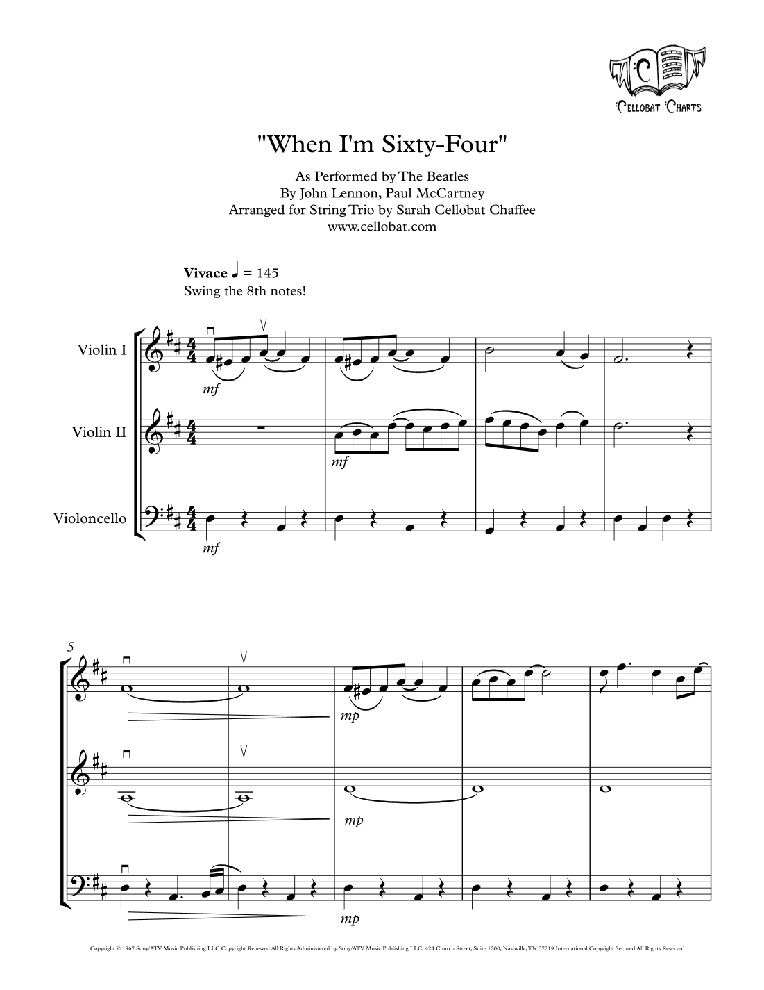 When I'm Sixty-four (arr. Sarah Cellobat Chaffee)