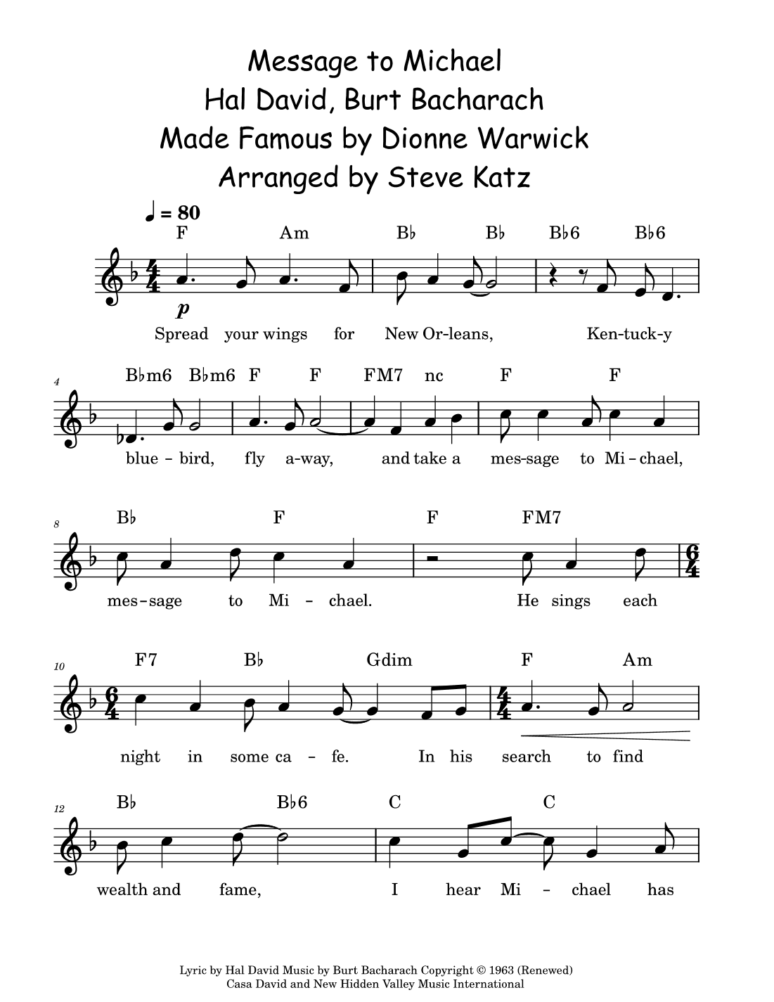 Message To Michael (arr. Steve Katz)