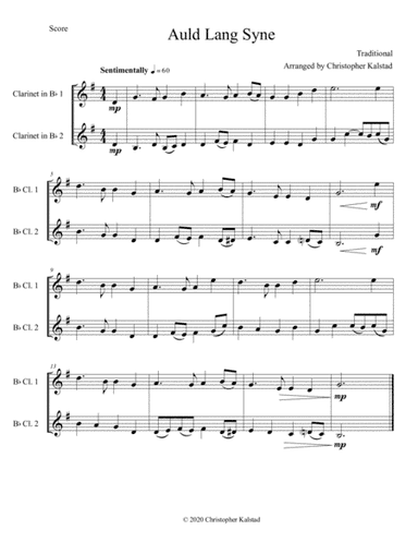Auld Lang Syne (Clarinet Duet) (arr. Christopher Kalstad)