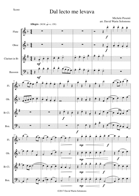 Dal lecto me levava for wind quartet (arr. David Warin Solomons)