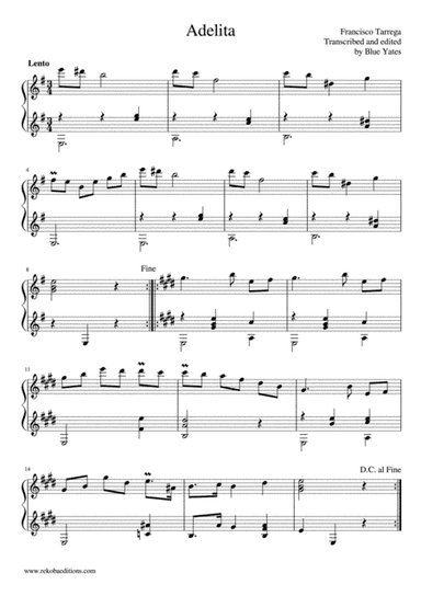 Adelita (Francisco Tarrega) (arr. Blue Yates)