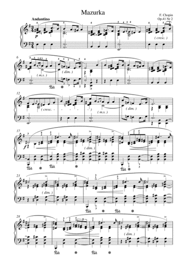 Chopin Mazurka Op.41 Nr 2 for piano solo (arr. MPS)