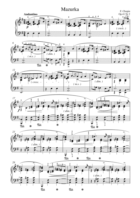 Chopin Mazurka Op.41 Nr 2 for piano solo (arr. MPS)